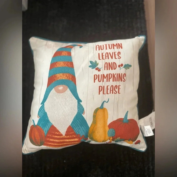 Mainstays Autumn leaves and pumpkins please gnome 16X16 pillow - Picture 2 of 5